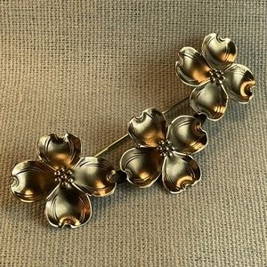 Vintage Stuart Nye Sterling Signed Handmade Triple Dogwood Arc Brooch (1950’s)
